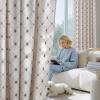 imageNICETOWN Farmhouse Geometric Curtains 96 inches Long Natural Linen Semi Sheer 250GSM Diamond Pattern Pocket amp Back Tab Window Treatments Light Filtering for Living Room W52 x L96 2 PanelsTaupe