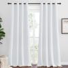 imageNICETOWN Room Darkening Curtain Panels 2 Panels 55 inches W x 102 inches Greyish White Home Fashion Ring Top Thermal Insulated Room Darkening Curtains for BedroomNursery
