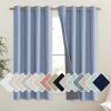 imageNICETOWN Stone Blue Vintage Linen 100 Blackout Curtains for Living Room Thermal Insulated Curtains 45 Long Noise Reducing Window Treatment Drapes for Hall Room 52 Wide Per Panel Set of 2