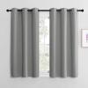 imageNICETOWN Thermal Insulated Grommet Blackout Curtains Kids Window Drape Panel for Nursery Privacy Short Curtains Silver Grey 2 Panels W42 x L50 Inch