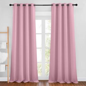 imageNICETOWN Blackout Living Room Curtains 90 inches Long  Energy Saving Thermal Insulated Sound Dampening Grommet Room Darkening Window Treatments for Bedroom Crystal Pink 2 Panels W46 x L90