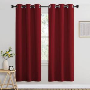imageNICETOWN Burgundy Red Bedroom Curtains 72 inches Long Grommet Blackout Thermal Insulated Window Treatment Room Darkening for BedroomHome Office 2 Panels W37 x L72