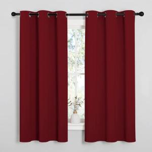 imageNICETOWN Burgundy Red Blackout Curtains 48 inches Length for Laundry Room 2 Panels 42 Wide Thermal Insulated Decoration Drapes for Short Window