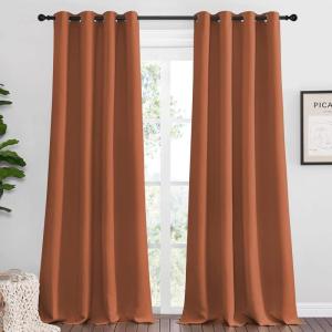 imageNICETOWN Burnt Orange Blackout Curtains for Sliding Door  55 by 96 2 Pieces Blocking Out Sunlight Window Treatment Modern Design Grommet Curtain Panels for Dining Room