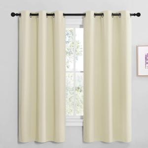 imageNICETOWN Kitchen Curtains for Decoration Thermal Insulated Grommet Room Darkening DraperiesPanels for Laundry Beige 2 Panels W42 x L68 inches