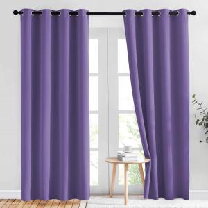 imageNICETOWN Lilac Purple Blackout Curtains for Bedroom 1 Pair 52 x 84 inches Farmhouse Thermal Insulated Room Darkening Drapes for Windows