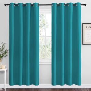 imageNICETOWN Room Darkening Curtains 78 inch Length 2 Panels Thermal Insulated Grommet Blackout Curtains for Modern Casual Elegant Bedroom Kids Room Theme Decoration Peacock Teal 2 Pieces W55
