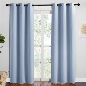imageNICETOWN Vintage Blue Blackout Curtains 84 inches Length for Dining Room 2 Panels 34 Wide Thermal Insulated Long Drapes for Window