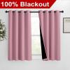 imageNICETOWN 100 Blackout Blinds Set of 2 46 inches x 45 inches Laundry Room Decor Window Treatment Curtains for Large Patio Sliding Door Thermal Insulated Crystal Pink Curtains for Bedroom