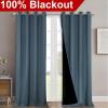 imageNICETOWN 100 Blackout Blinds Set of 2 46 x 96 Smoky Blue Laundry Room Decor Window Treatment Curtains for Large Patio Sliding Door Thermal Insulated Curtains for Bedroom