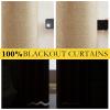 imageNICETOWN 100 Blackout Camel Linen Curtains 108 inches Length with Thermal Insulated Liners 2 Panels 62 inches W Farmhouse Style Room Cooling Small Window Draperies for Dining Room