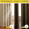 imageNICETOWN 100 Blackout Camel Linen Curtains 108 inches Length with Thermal Insulated Liners 2 Panels 62 inches W Farmhouse Style Room Cooling Small Window Draperies for Dining Room