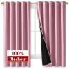 imageNICETOWN 100 Blackout Curtains with Black Liners Thermal Insulated Full Blackout 2Layer Lined Drapes Energy Efficiency Window Draperies for Bedroom Crystal Pink 2 Panels 70inch W by 63inch L