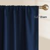 imageNICETOWN 100 Blackout Natural Curtains for Bedroom Rod Pocket Thermal Curtains Sound Reducing Window Treatments EasyMatching for Living Room W42 x L72 2 PanelsNavy Blue