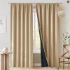 imageNICETOWN 100 Blackout Natural Curtains for Bedroom Rod Pocket Thermal Curtains Sound Reducing Window Treatments EasyMatching for Living Room W42 x L72 2 PanelsBiscotti Beige