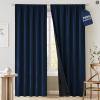 imageNICETOWN 100 Blackout Natural Curtains for Bedroom Rod Pocket Thermal Curtains Sound Reducing Window Treatments EasyMatching for Living Room W42 x L72 2 PanelsNavy Blue