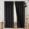 imageNICETOWN 100 Blackout Natural Curtains for Bedroom Rod Pocket Thermal Curtains Sound Reducing Window Treatments EasyMatching for Living Room W42 x L72 2 PanelsBlack