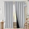 imageNICETOWN 100 Blackout Natural Curtains for Bedroom Rod Pocket Thermal Curtains Sound Reducing Window Treatments EasyMatching for Living Room W42 x L72 2 PanelsGreyish White