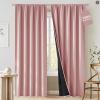 imageNICETOWN 100 Blackout Natural Curtains for Bedroom Rod Pocket Thermal Curtains Sound Reducing Window Treatments EasyMatching for Living Room W42 x L72 2 PanelsPink