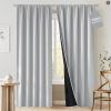 imageNICETOWN 100 Blackout Natural Curtains for Bedroom Rod Pocket Thermal Curtains Sound Reducing Window Treatments EasyMatching for Living Room W42 x L72 2 PanelsGreyish White
