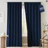 imageNICETOWN 100 Blackout Natural Curtains for Bedroom Rod Pocket Thermal Curtains Sound Reducing Window Treatments EasyMatching for Living Room W42 x L72 2 PanelsNavy Blue