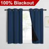 imageNICETOWN 100 Blackout Short Curtains with Black Liners 2 Panels 37 W by 40 L Moroccan Blue Thermal Insulated Full Blackout 2Layer Lined Drapes Energy Efficiency Window Draperies for Bedroom