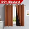 imageNICETOWN 100 Blackout Short Curtains with Black Liners 2 Panels 37 W by 40 L Vintage Blue Solid Thermal Insulated Full Blackout 2Layer Lined Drapes Energy Efficiency Window Drapes for Bedroom