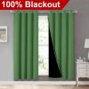imageNICETOWN 100 Blackout Window Curtain Panels Forest Green 2 Pieces 52inch Wide Per Panel Full Light Blocking Drapes with Black Liner for Nursery 72inch Drop Thermal Insulated Draperies