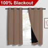 imageNICETOWN Bedroom Full Blackout Curtain Panels Super Thick Insulated Window Covers Keeping Out Cold Air and Heat 100 Blackout Blinds with Black Liner Cappuccino Set of 2 PCs 42 by 54inch