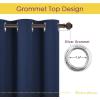 imageNICETOWN Blackout Curtain Panels 70 Navy 1 Pair 34 inch Window Treatment Energy Saving Thermal Insulated Solid Grommet Blackout Drapes for Living Room