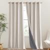 imageNICETOWN Brich Vintage Open Linen Weave Flax Thermal Curtains 100 Blackout Curtains 95 Long for Dining Room Soundproof Window Treatment Drapes for Bedroom 52 Wide Per Panel Set of 2