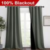 imageNICETOWN Dark Mallard Blackout Curtains 90 inches Long Full Light Blocking Drapes with Black Liner for Nursery Thermal Insulated Draperies for Hall Villa 2 Pieces 46 Wide per Panel