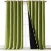 imageNICETOWN Full Shading Curtains for Windows Fresh Green Pack of 2 62 inches W x 95 inches L Super HeavyDuty Black Lined Blackout Curtains for Bedroom Privacy Assured Window Treatment