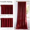 imageNICETOWN Grey Velvet Curtains Panels 84 inch Long Gothic Decor for Living Room Heavy Soft and Elegant Room Darkening Blackout Drapes Back Tab with Pleat 52 Wide 2 Panel Per PackRed