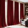 imageNICETOWN Grey Velvet Curtains Panels 84 inch Long Gothic Decor for Living Room Heavy Soft and Elegant Room Darkening Blackout Drapes Back Tab with Pleat 52 Wide 2 Panel Per PackRed
