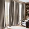 imageNICETOWN Grey Velvet Curtains Panels 84 inch Long Gothic Decor for Living Room Heavy Soft and Elegant Room Darkening Blackout Drapes Back Tab with Pleat 52 Wide 2 Panel Per PackTaupe