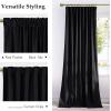 imageNICETOWN Grey Velvet Curtains Panels 84 inch Long Gothic Decor for Living Room Heavy Soft and Elegant Room Darkening Blackout Drapes Back Tab with Pleat 52 Wide 2 Panel Per PackBlack