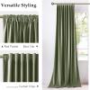 imageNICETOWN Grey Velvet Curtains Panels 84 inch Long Gothic Decor for Living Room Heavy Soft and Elegant Room Darkening Blackout Drapes Back Tab with Pleat 52 Wide 2 Panel Per PackSage Green