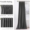 imageNICETOWN Grey Velvet Curtains Panels 84 inch Long Gothic Decor for Living Room Heavy Soft and Elegant Room Darkening Blackout Drapes Back Tab with Pleat 52 Wide 2 Panel Per PackGrey