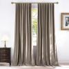 imageNICETOWN Grey Velvet Curtains Panels 84 inch Long Gothic Decor for Living Room Heavy Soft and Elegant Room Darkening Blackout Drapes Back Tab with Pleat 52 Wide 2 Panel Per PackTaupe