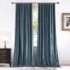imageNICETOWN Grey Velvet Curtains Panels 84 inch Long Gothic Decor for Living Room Heavy Soft and Elegant Room Darkening Blackout Drapes Back Tab with Pleat 52 Wide 2 Panel Per PackSlate Blue