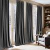 imageNICETOWN Grey Velvet Curtains Panels 84 inch Long Gothic Decor for Living Room Heavy Soft and Elegant Room Darkening Blackout Drapes Back Tab with Pleat 52 Wide 2 Panel Per PackGrey