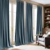imageNICETOWN Grey Velvet Curtains Panels 84 inch Long Gothic Decor for Living Room Heavy Soft and Elegant Room Darkening Blackout Drapes Back Tab with Pleat 52 Wide 2 Panel Per PackSlate Blue