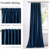 imageNICETOWN Grey Velvet Curtains Panels 84 inch Long Gothic Decor for Living Room Heavy Soft and Elegant Room Darkening Blackout Drapes Back Tab with Pleat 52 Wide 2 Panel Per PackNavy Blue