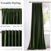 imageNICETOWN Grey Velvet Curtains Panels 84 inch Long Gothic Decor for Living Room Heavy Soft and Elegant Room Darkening Blackout Drapes Back Tab with Pleat 52 Wide 2 Panel Per PackOlive Green