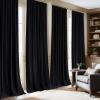 imageNICETOWN Grey Velvet Curtains Panels 84 inch Long Gothic Decor for Living Room Heavy Soft and Elegant Room Darkening Blackout Drapes Back Tab with Pleat 52 Wide 2 Panel Per PackBlack