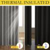 imageNICETOWN Grizzle Gray Vintage Linen 100 Blackout Curtains for Living Room Thermal Insulated Curtains 102 Long Noise Reducing Window Treatment Drapes for Hall Room 52 Wide Per Panel Set of 2