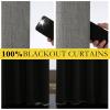 imageNICETOWN Grizzle Gray Vintage Linen 100 Blackout Curtains for Living Room Thermal Insulated Curtains 84 Long Noise Reducing Window Treatment Drapes for Hall Room 52 Wide Per Panel Set of 2