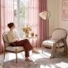imageNICETOWN Linen Curtains Back Tab 90 Inch Long 2 Panels Set for Living Room 42 Wide Thick Flax Linen Blend Privacy Window Drapes Rod Pocket amp Back Tab with Light Filtering for BedroomPink
