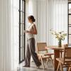 imageNICETOWN Linen Curtains Back Tab 90 Inch Long 2 Panels Set for Living Room 42 Wide Thick Flax Linen Blend Privacy Window Drapes Rod Pocket amp Back Tab with Light Filtering for BedroomPure White